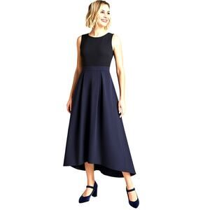 Hutch Hi-Low Formal Dress Plus 18 Black Navy Fit & Flare w/ Pockets USA
